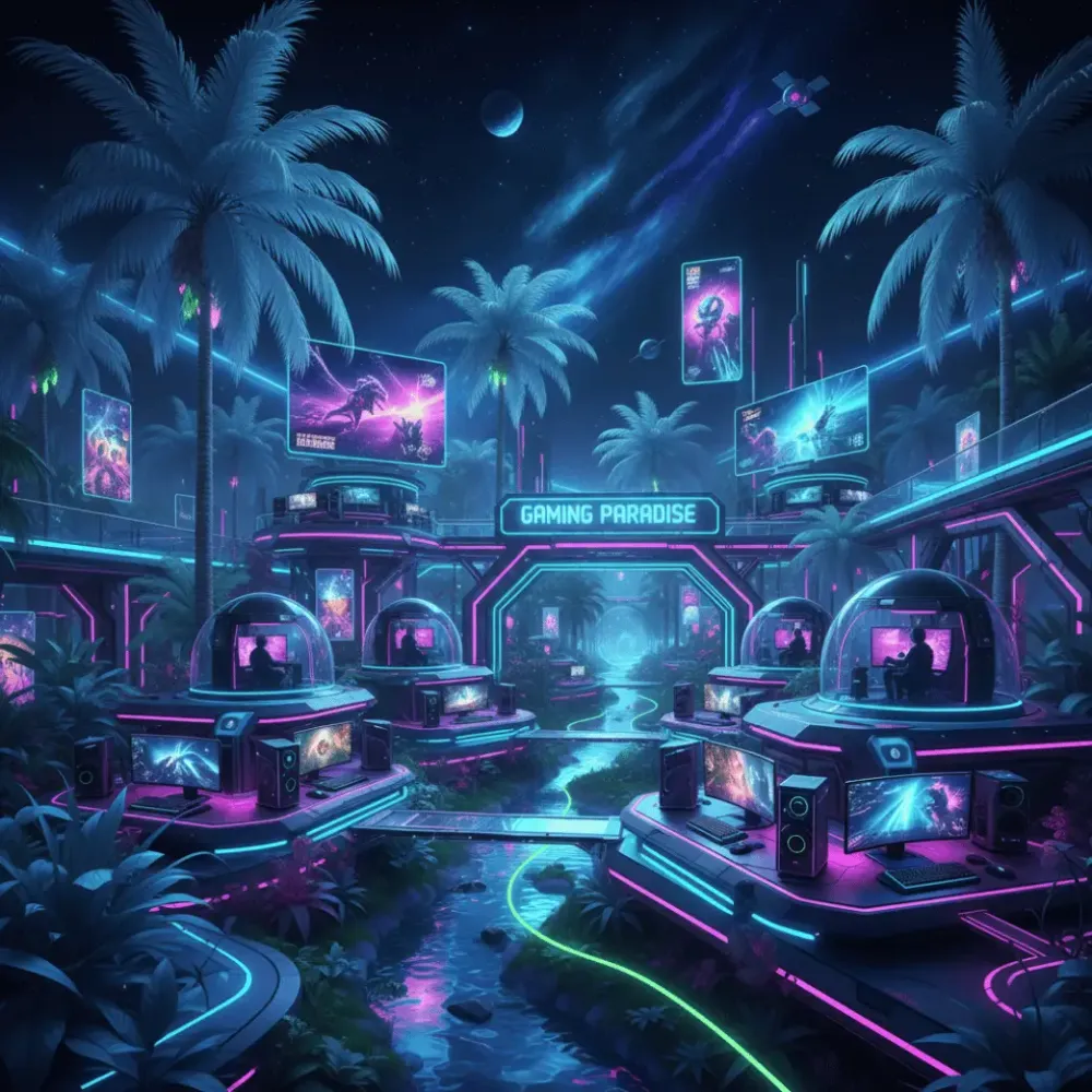 Neonový herný raj Gaming Paradise